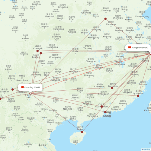 Beijing Capital Airlines flights between Kunming and Hangzhou