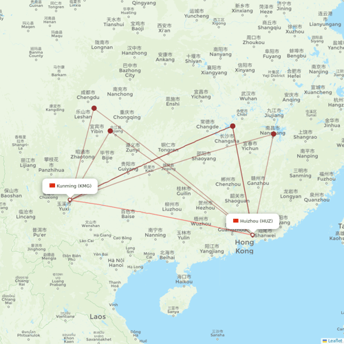 Kunming Airlines flights between Kunming and Huizhou