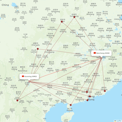 HongTu Airlines flights between Kunming and Nanchang