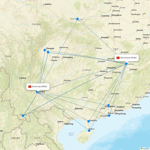 HongTu Airlines flights between Kunming and Nanchang