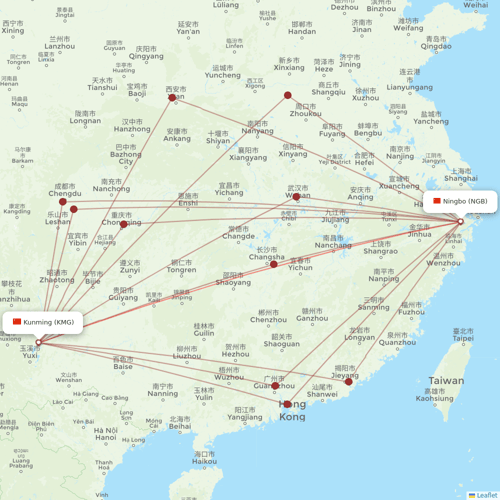 China Eastern Airlines flights between Kunming and Ningbo
