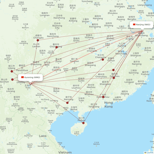 HongTu Airlines flights between Kunming and Nanjing