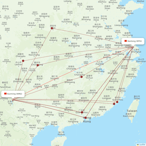 Kunming Airlines flights between Kunming and Nantong