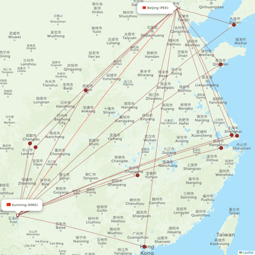 Air China flights between Kunming and Beijing
