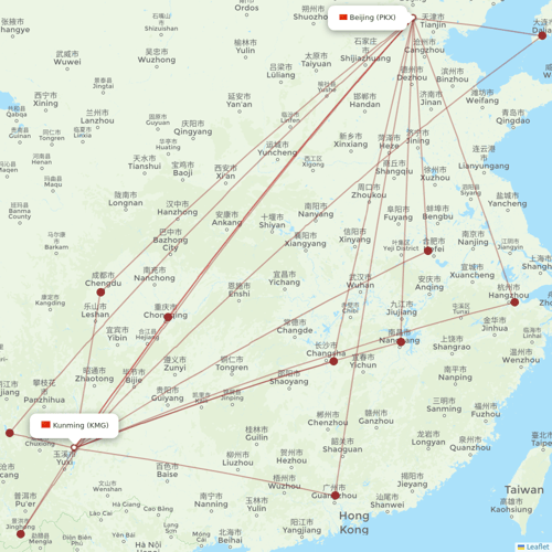 Beijing Capital Airlines flights between Kunming and Beijing