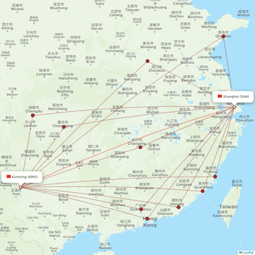 Shanghai Airlines flights between Kunming and Shanghai