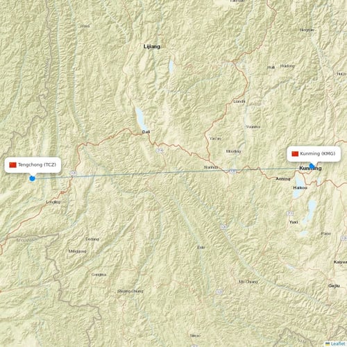 Lucky Air flights between Kunming and Tengchong