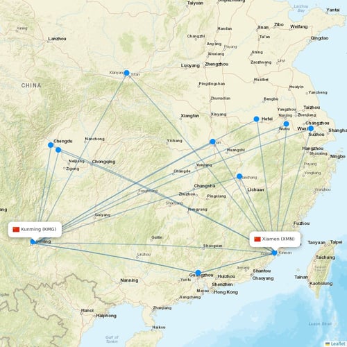 Xiamen Airlines flights between Kunming and Xiamen