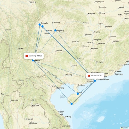 Ruili Airlines flights between Kunming and Zhuhai