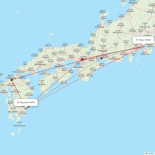ANA flights between Miyazaki and Tokyo