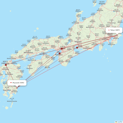 Jetstar Japan flights between Miyazaki and Tokyo