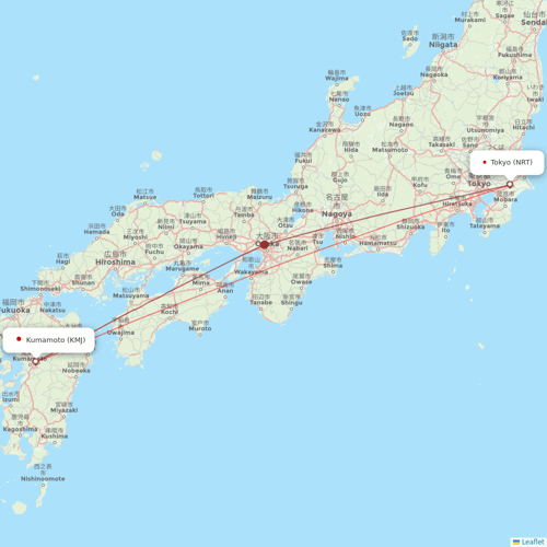 Jetstar Japan flights between Kumamoto and Tokyo