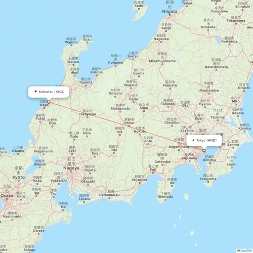 JAL flights between Komatsu and Tokyo