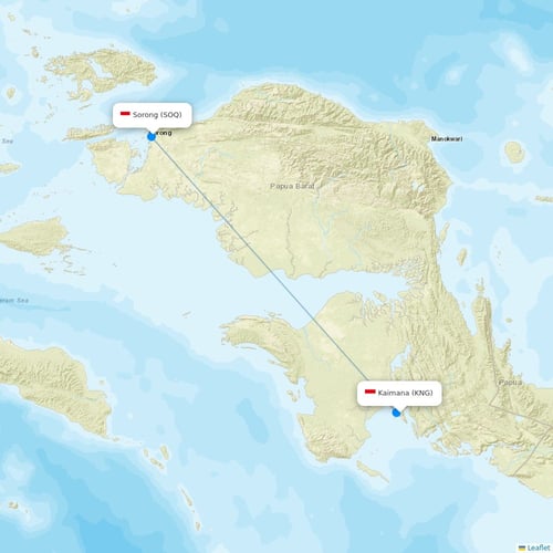 Wings Air flights between Kaimana and Sorong