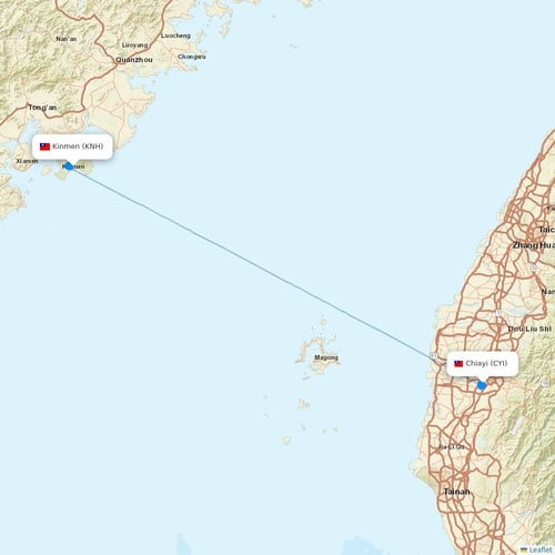 UNI Air flights between Kinmen and Chiayi