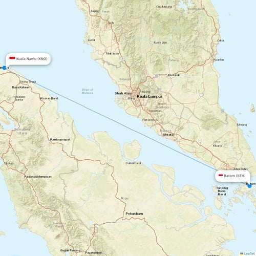 Lion Air flights between Kuala Namu and Batam
