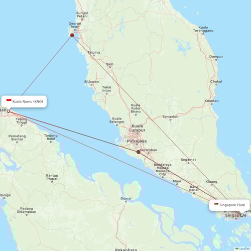 Singapore Airlines flights between Kuala Namu and Singapore