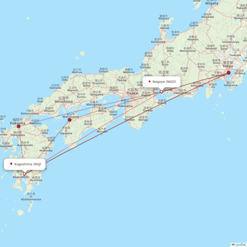 Skymark Airlines flights between Kagoshima and Nagoya