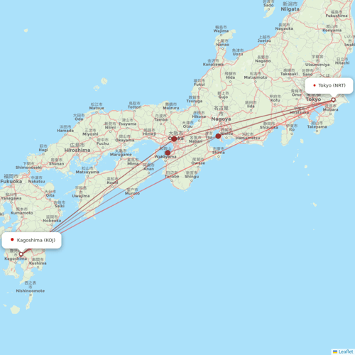 Jetstar Japan flights between Kagoshima and Tokyo