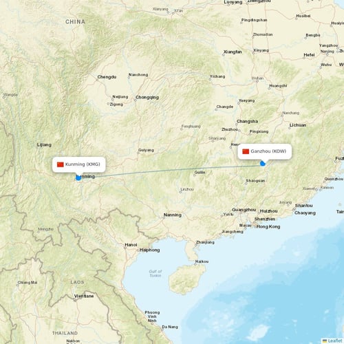 Lucky Air flights between Ganzhou and Kunming