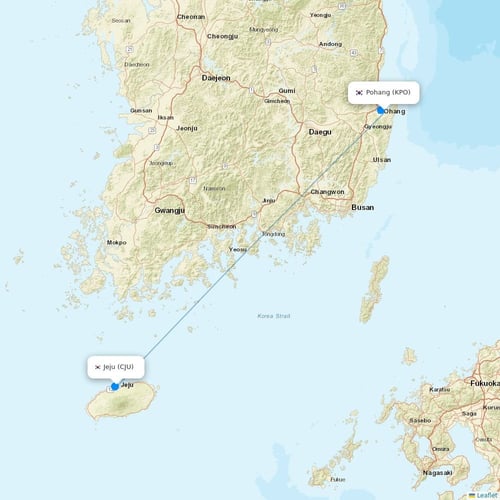 Jin Air flights between Pohang and Jeju