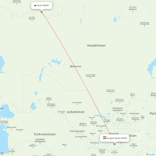 Nordwind Airlines flights between Kurgon-Tyube and Orsk