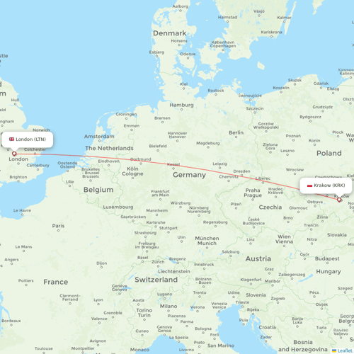 Wizz Air flights between Krakow and London