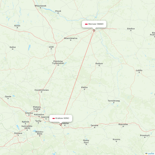 LOT - Polish Airlines flights between Krakow and Warsaw