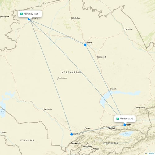 Syphax Airlines flights between Kostanay and Almaty