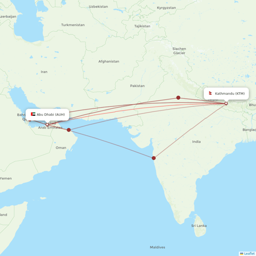 Air Arabia Abu Dhabi flights between Kathmandu and Abu Dhabi