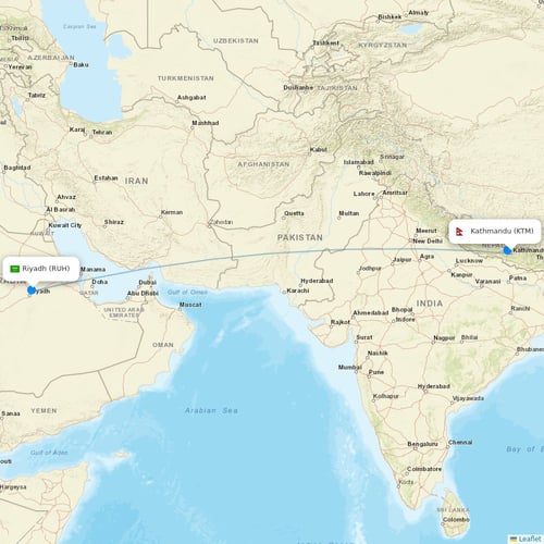 Himalaya Airlines flights between Kathmandu and Riyadh