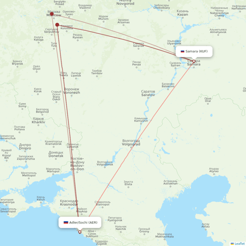 Pegas Fly flights between Samara and Adler/Sochi