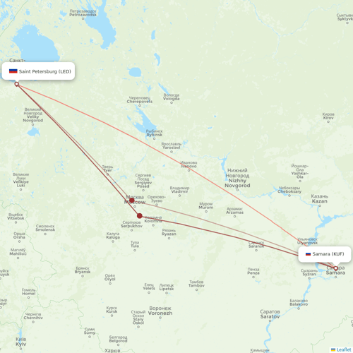 Nordavia Regional Airlines flights between Samara and Saint Petersburg