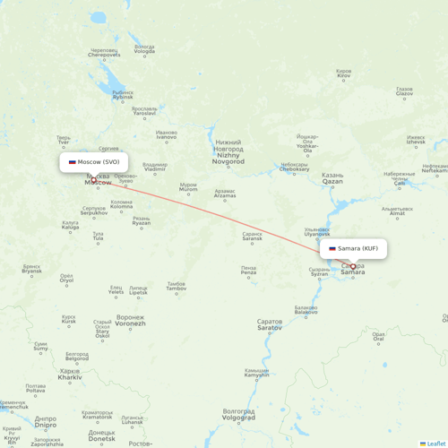 Nordavia Regional Airlines flights between Samara and Moscow