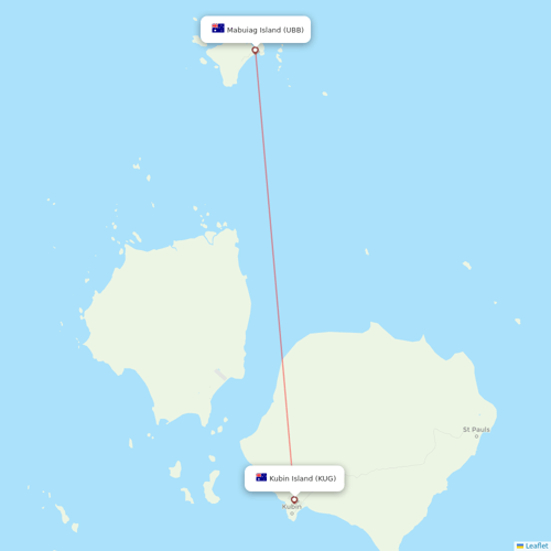 Skytrans Airlines flights between Kubin Island and Mabuiag Island