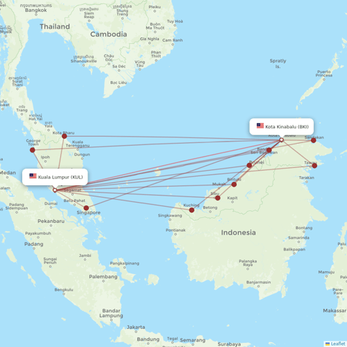 Batik Air Malaysia flights between Kuala Lumpur and Kota Kinabalu