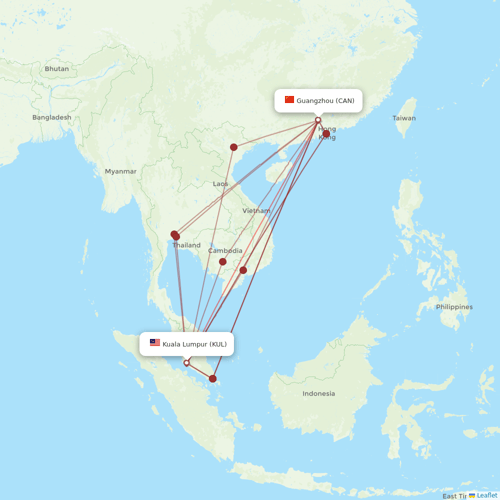 Batik Air Malaysia flights between Kuala Lumpur and Guangzhou