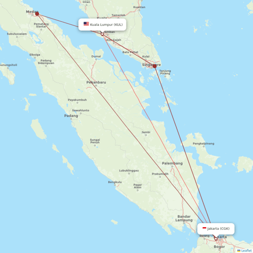 Malaysia Airlines flights between Kuala Lumpur and Jakarta