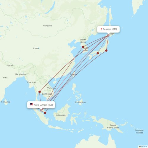 AirAsia X flights between Kuala Lumpur and Sapporo