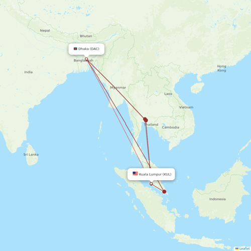 Biman Bangladesh Airlines flights between Kuala Lumpur and Dhaka