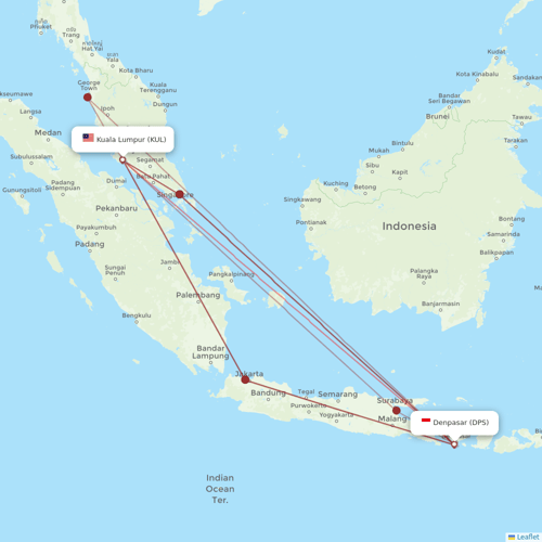 Malaysia Airlines flights between Kuala Lumpur and Denpasar