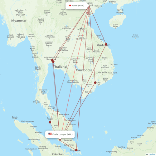 Batik Air Malaysia flights between Kuala Lumpur and Hanoi