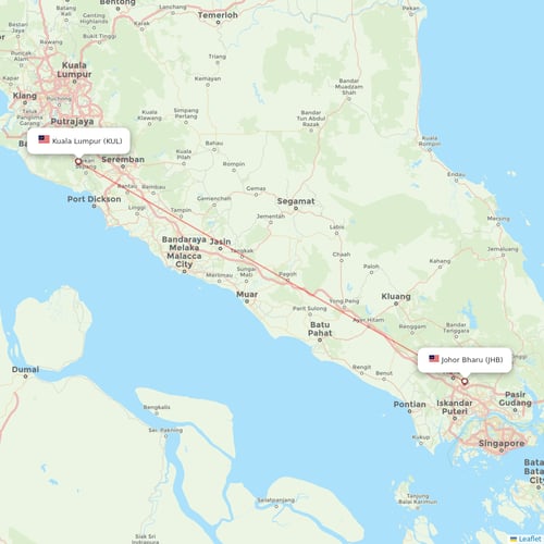 AirAsia flights between Kuala Lumpur and Johor Bharu