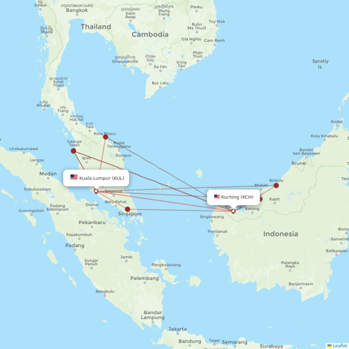 AirAsia flights between Kuala Lumpur and Kuching