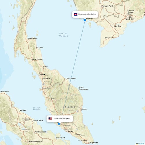Mahogany Air flights between Kuala Lumpur and Sihanoukville