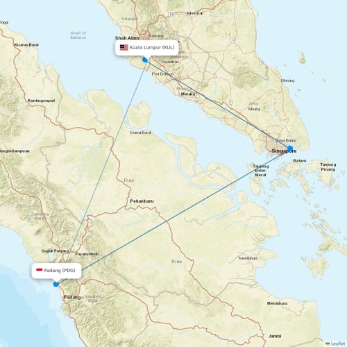 Super Air Jet flights between Kuala Lumpur and Padang