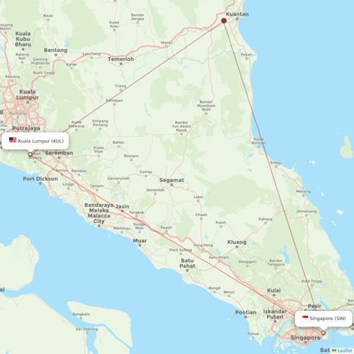 Singapore Airlines flights between Kuala Lumpur and Singapore