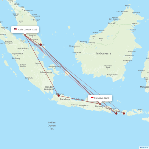 Indonesia AirAsia flights between Kuala Lumpur and Surabaya
