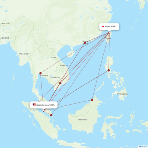 Batik Air Malaysia flights between Kuala Lumpur and Taipei
