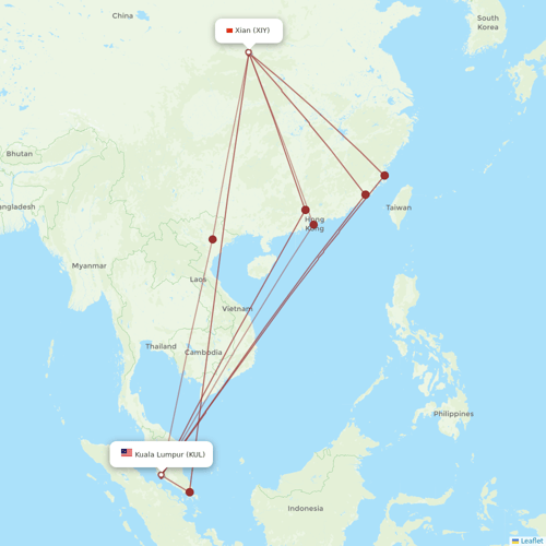 AirAsia X flights between Kuala Lumpur and Xian